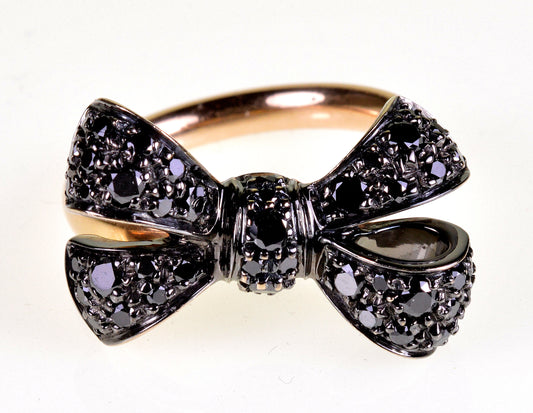 Pomellato Forever 18K Gold Black Diamond Ring Italy Size 6 1/2