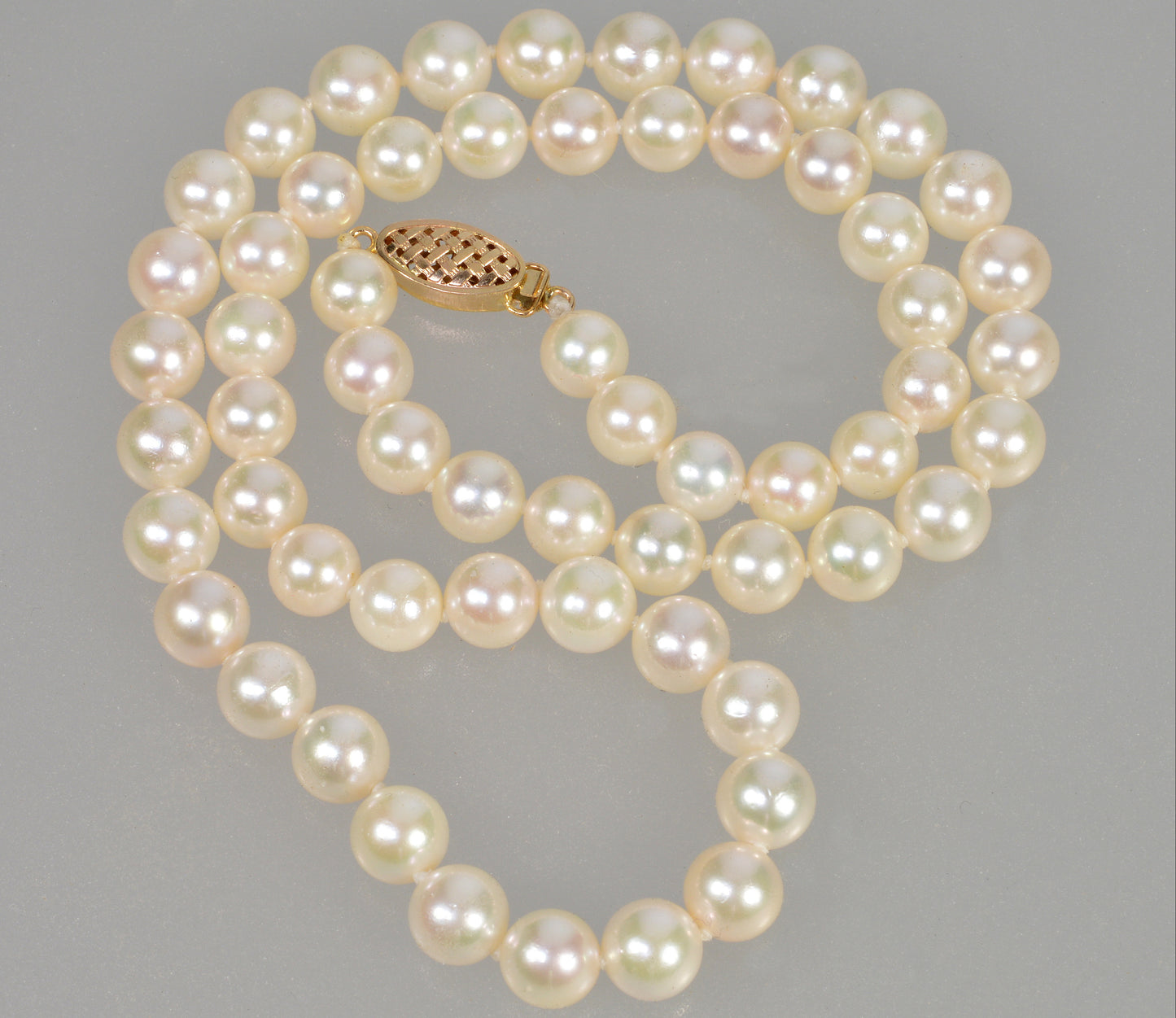 Akoya Pearls 14K Gold Clasp Necklace C.1960