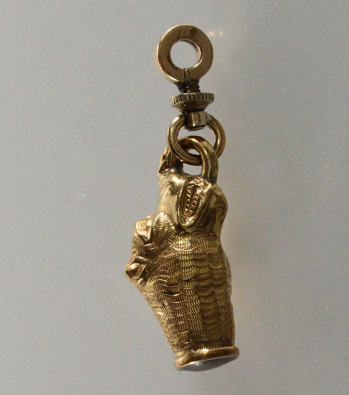 Antique Georgian Dog Holding Snake Gold Filled Figurine Pendant Fob C.1820