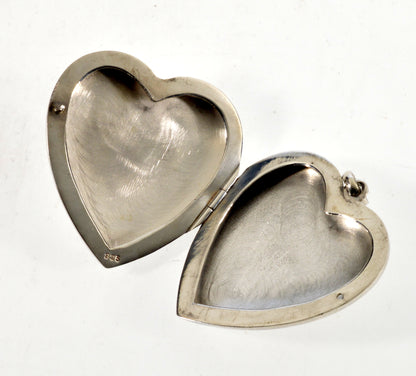 Vintage Japanese Shibayama Insect Sterling Silver Heart Locket Pendant