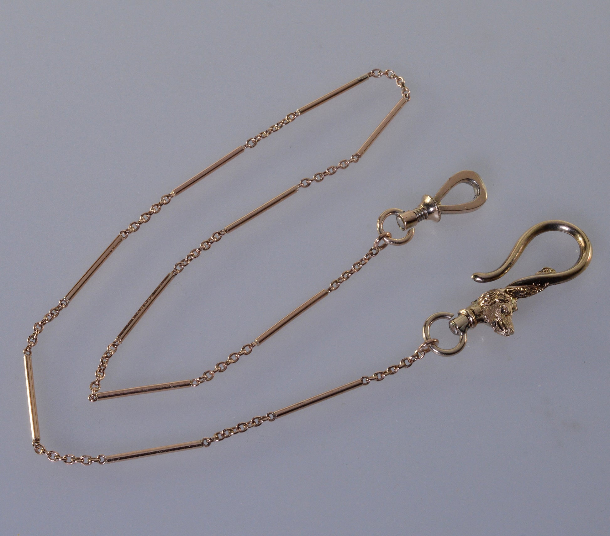 Antique Georgian 10K Gold Dog Figurine Hook Watch Chain Necklace C.1820