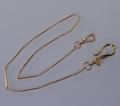 Antique Georgian 10K Gold Dog Figurine Hook Watch Chain Necklace C.1820
