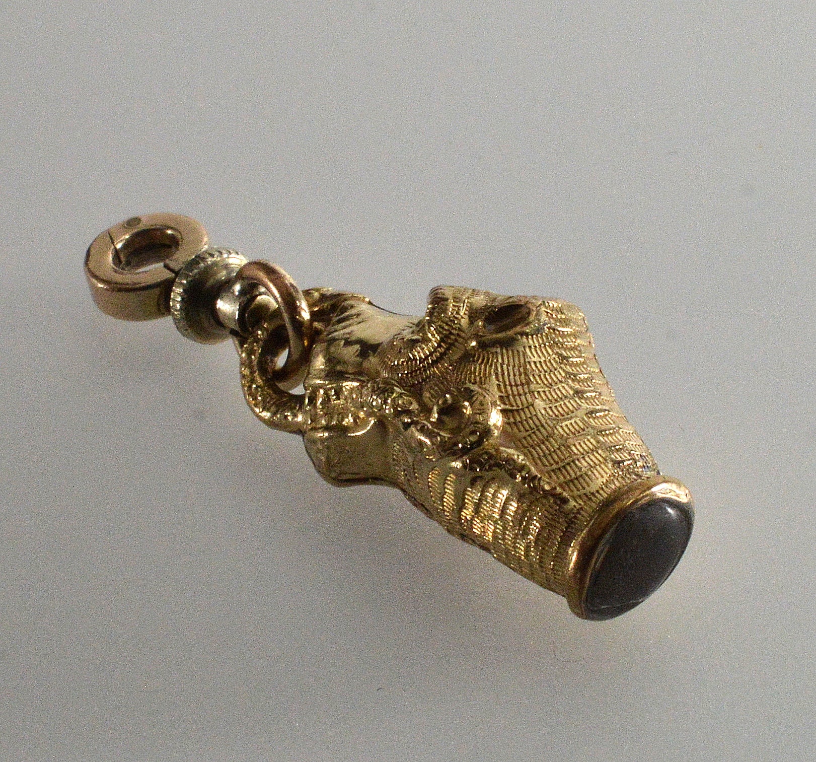 Antique Georgian Dog Holding Snake Gold Filled Figurine Pendant Fob C.1820