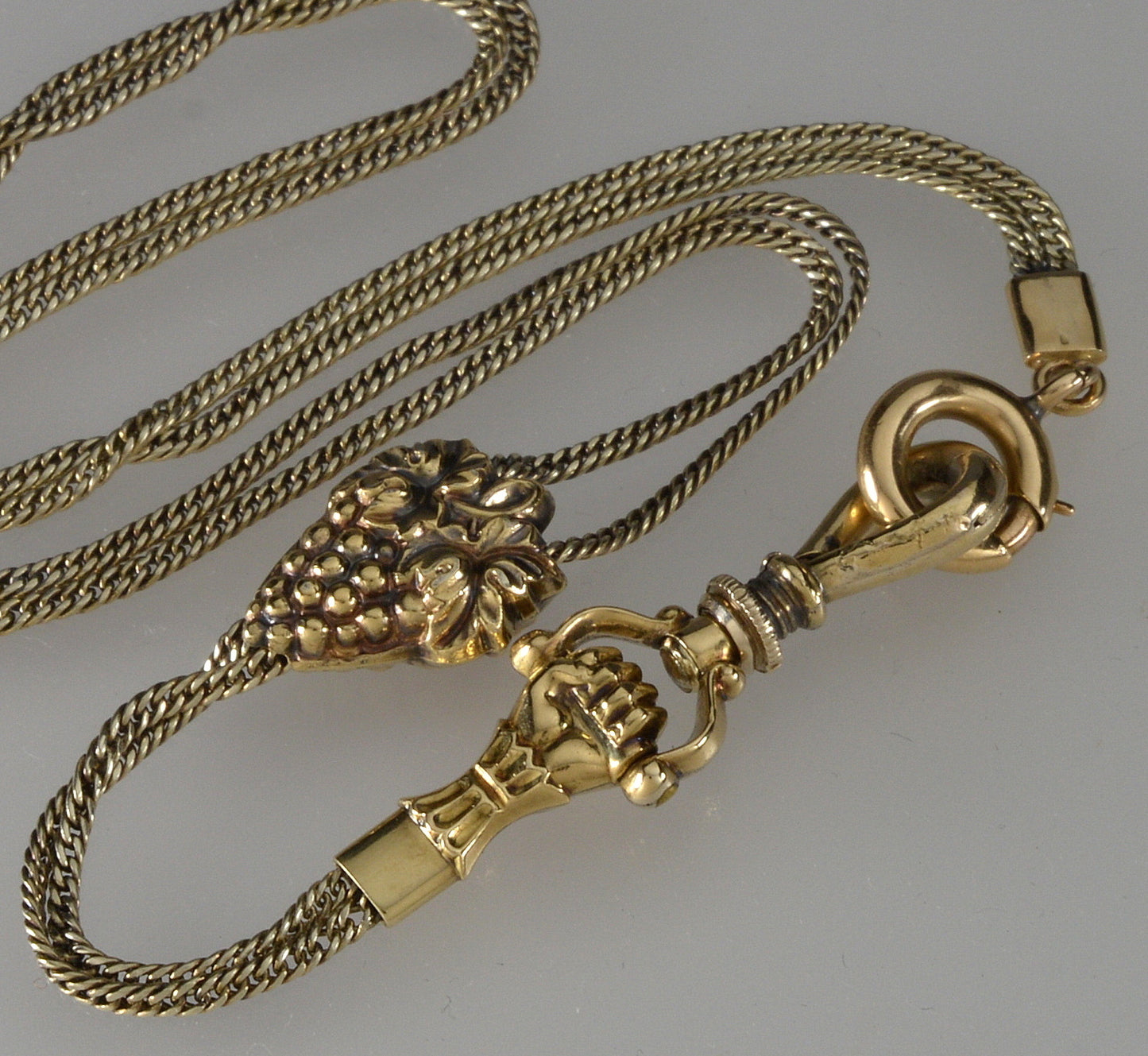 Antique Georgian 10K Gold Hand Fist Watch Chain Necklace C.1820 004052
