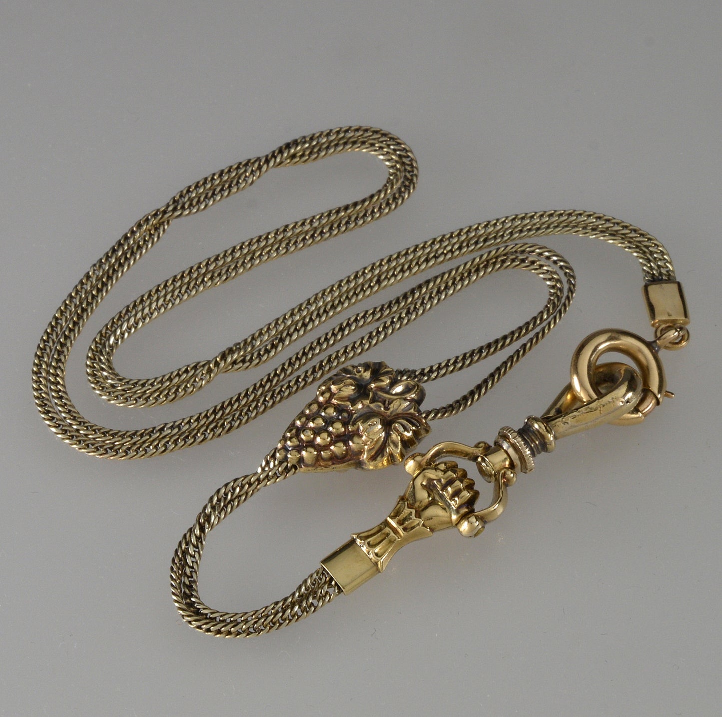 Antique Georgian 10K Gold Hand Fist Watch Chain Necklace C.1820 004052