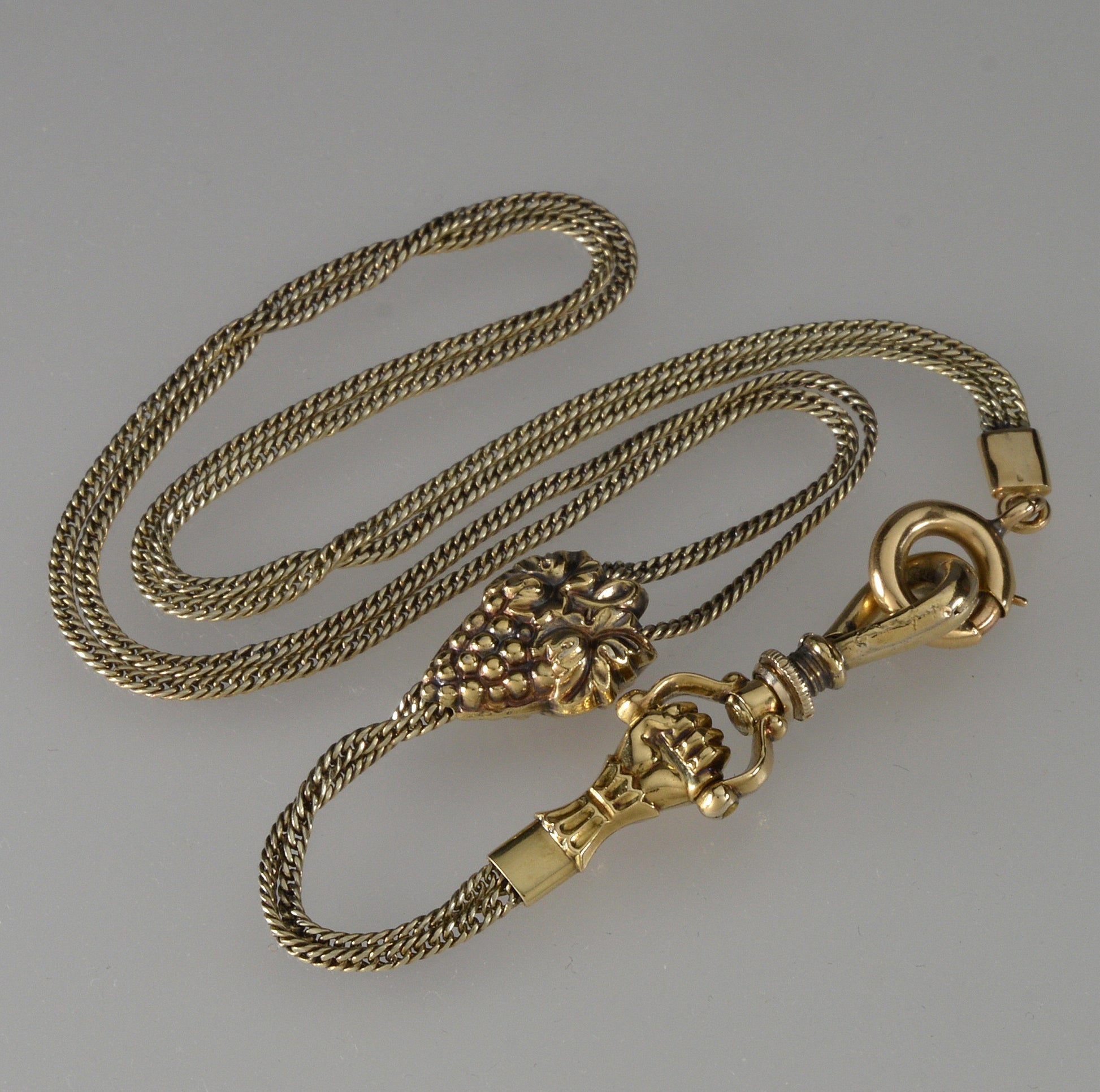 Antique Georgian 10K Gold Hand Fist Watch Chain Necklace C.1820 004052