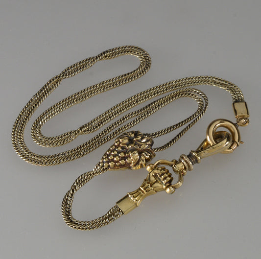 Antique Georgian 10K Gold Hand Fist Watch Chain Necklace C.1820 004052