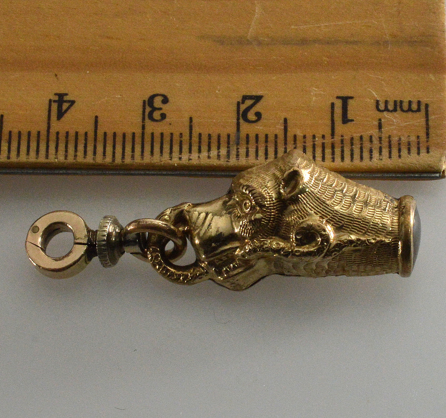 Antique Georgian Dog Holding Snake Gold Filled Figurine Pendant Fob C.1820