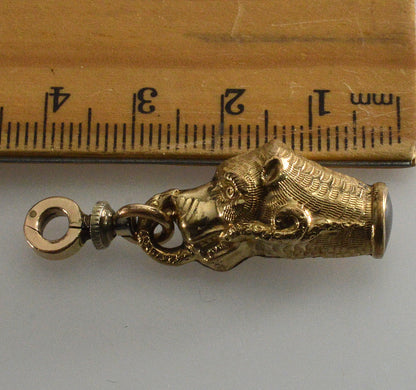 Antique Georgian Dog Holding Snake Gold Filled Figurine Pendant Fob C.1820