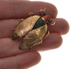 Antique Edwardian 14K Gold Cicada Bug Insect Brooch Pin Jade Coral Sapphire C.1900