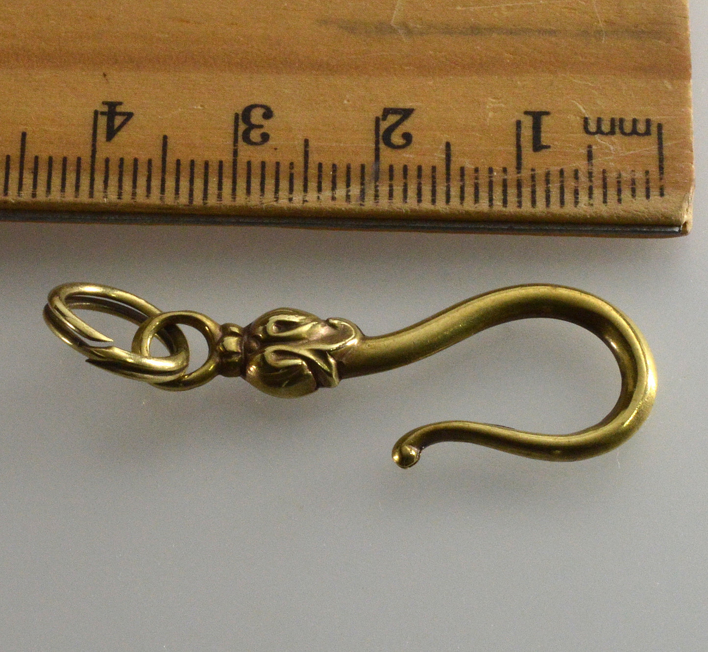 Antique Georgian Gilded Brass Hook Clasp Split Ring For Chain Necklace C.1820