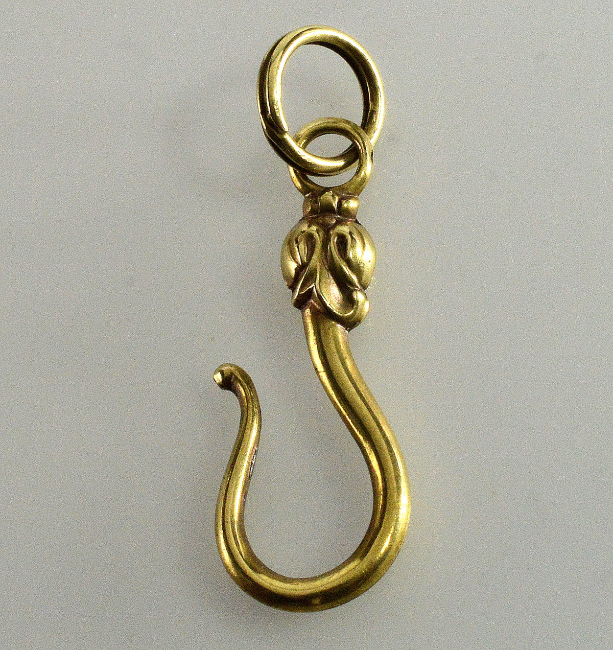 Antique Georgian Gilded Brass Hook Clasp Split Ring For Chain Necklace C.1820