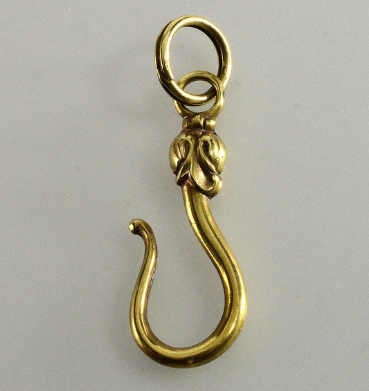 Antique Georgian Gilded Brass Hook Clasp Split Ring For Chain Necklace C.1820