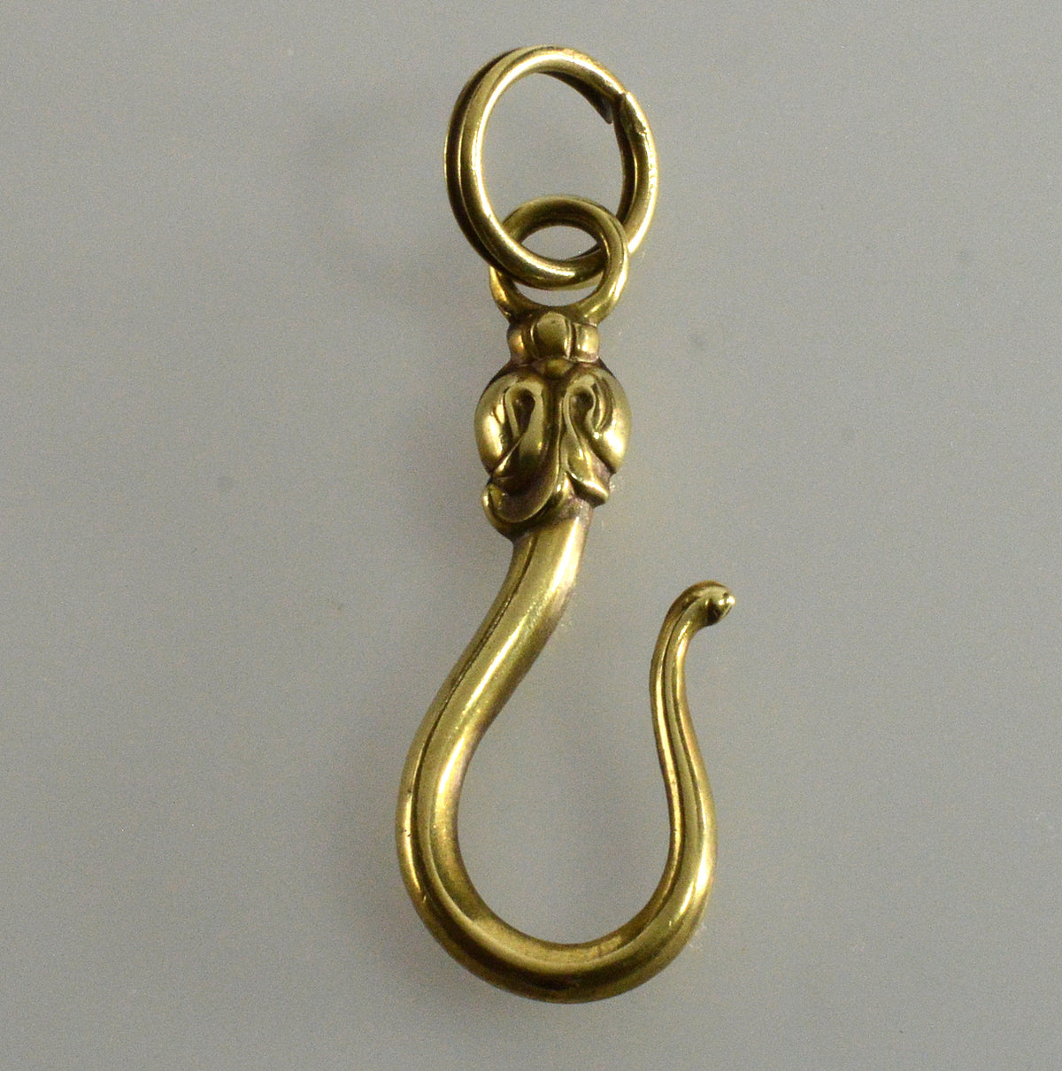Antique Georgian Gilded Brass Hook Clasp Split Ring For Chain Necklace C.1820
