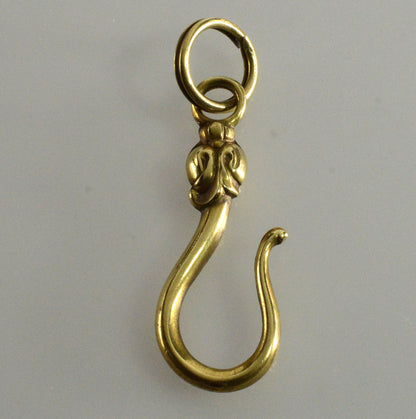 Antique Georgian Gilded Brass Hook Clasp Split Ring For Chain Necklace C.1820