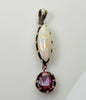 Victorian Opal Garnet Earrings Pendant Set 14K Sterling C.1890 003622