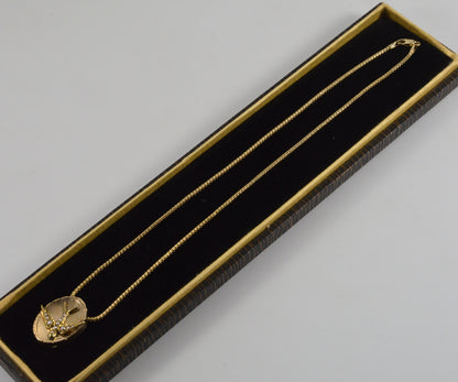 Victorian 14K Gold Large Swallow Bird Slide w Italian Chain Necklace