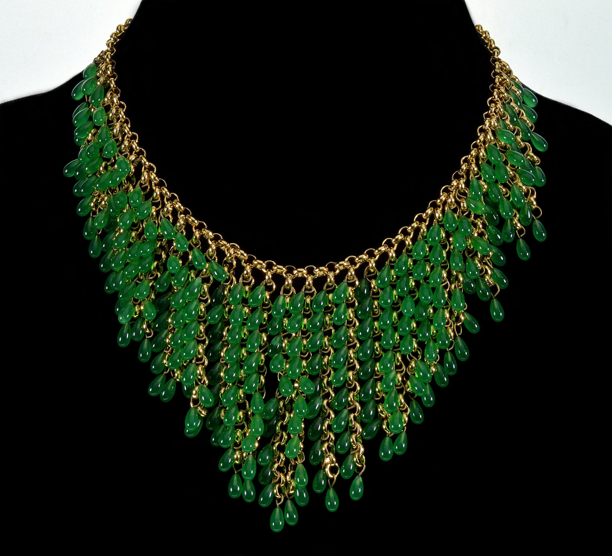 Vtg French Gripoix Glass Cascade Necklace C.1950