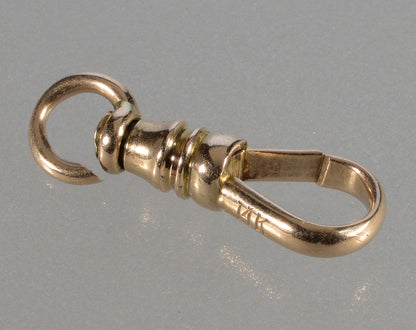 Victorian 14K Gold Large Dog Clip Clasp For Pocket Watch Albert Chain 0361