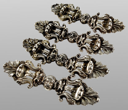 Antique Austro-Hungarian Hermann Ratzersdorfer Set of 4 Silver Cape Buckles C.1860