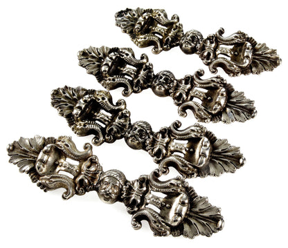 Antique Victorian Austro-Hungarian Hermann Ratzersdorfer Set of 4 Silver Cape Buckles C.1860