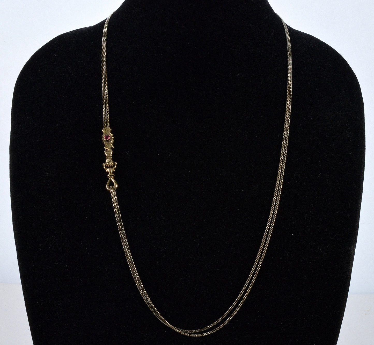 Antique Georgian 10K Gold Hand Fist Necklace Slide Guard Chain C.1820