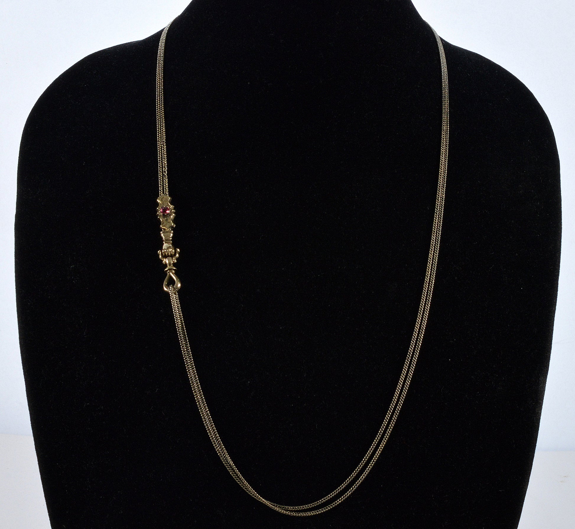 Antique Georgian 10K Gold Hand Fist Necklace Slide Guard Chain C.1820