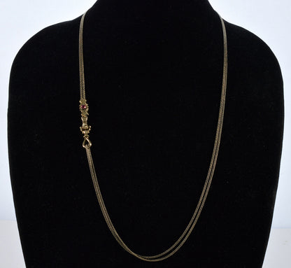 Antique Georgian 10K Gold Hand Fist Necklace Slide Guard Chain C.1820