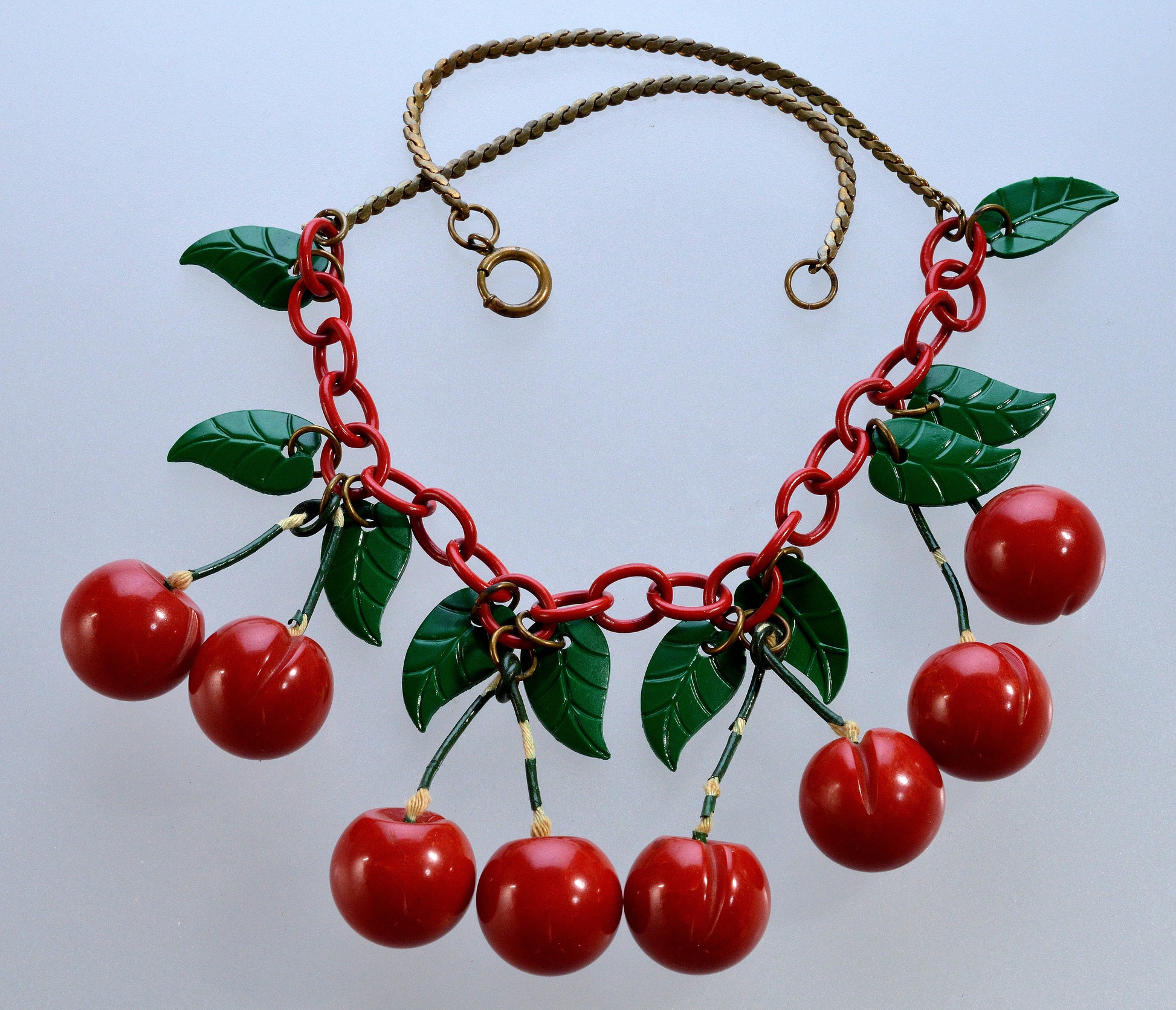 Iconic Red Cherry Bakelite Necklace C.1930 003788