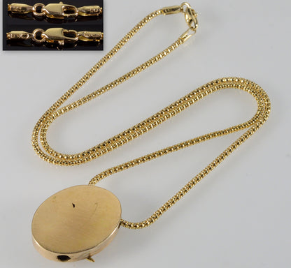 Victorian 14K Gold Large Swallow Bird Slide w Italian Chain Necklace