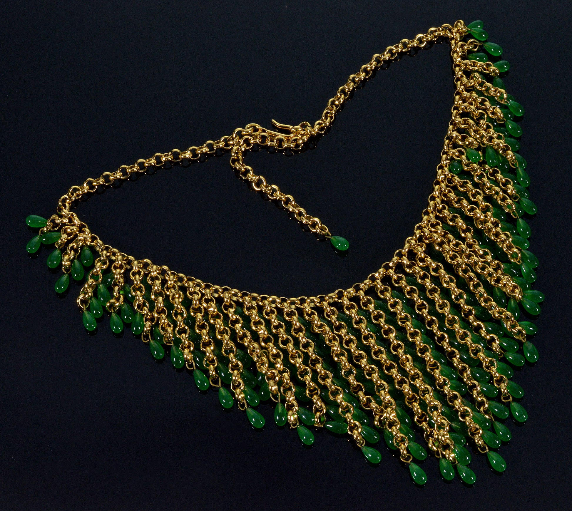 Vtg French Gripoix Glass Cascade Necklace C.1950