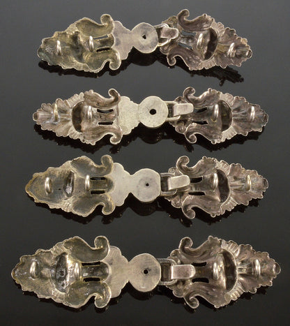 Antique Victorian Austro-Hungarian Hermann Ratzersdorfer Set of 4 Silver Cape Buckles C.1860