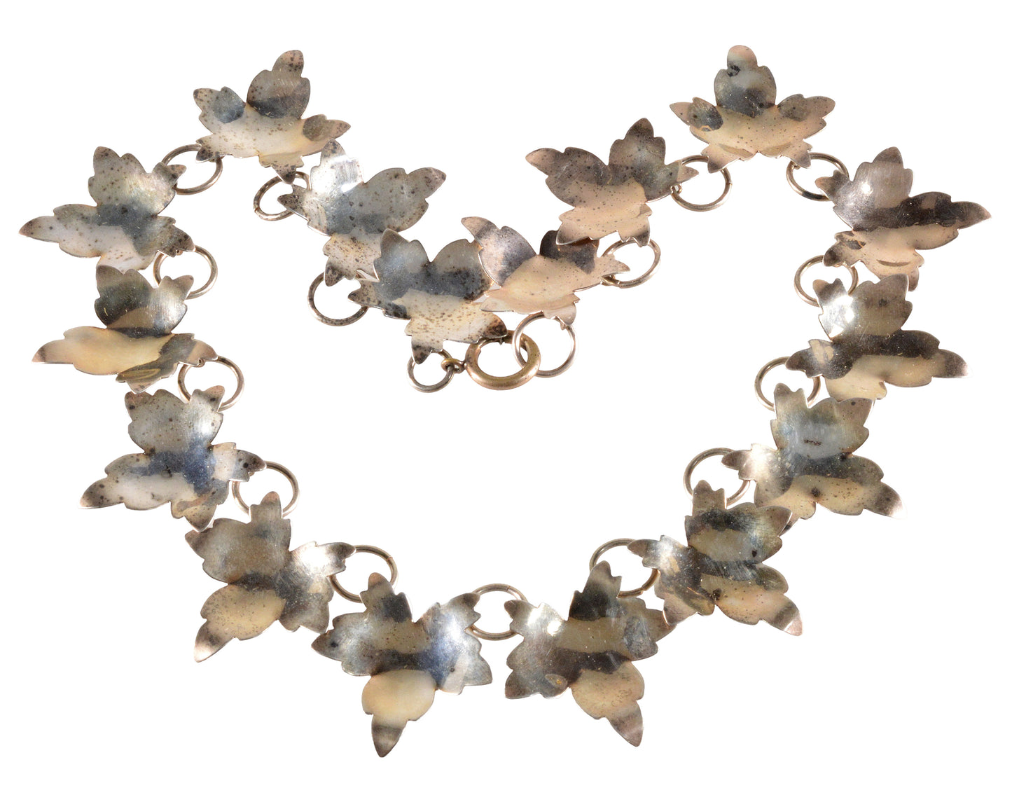 Antique Victorian Sterling Maple Leaves Necklace C.1890