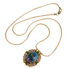 18K Gold Black Opal Diamond Green Garnet Pendant 14K Chain Necklace
