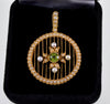 Antique Edwardian 15K Gold Pearl Peridot Pendant C.1900