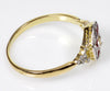 Art Deco French 18K Gold Ring Diamond Plique-à-jour Enamel Size 8 1/2 C.1920