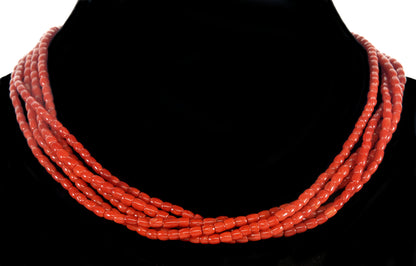 Estate Italian 18K Gold Red Coral Necklace 17" Long 45.5 G C.1950