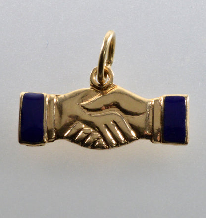 Antique Victorian 14K Gold Enamel Fede Pendant C.1890 004151