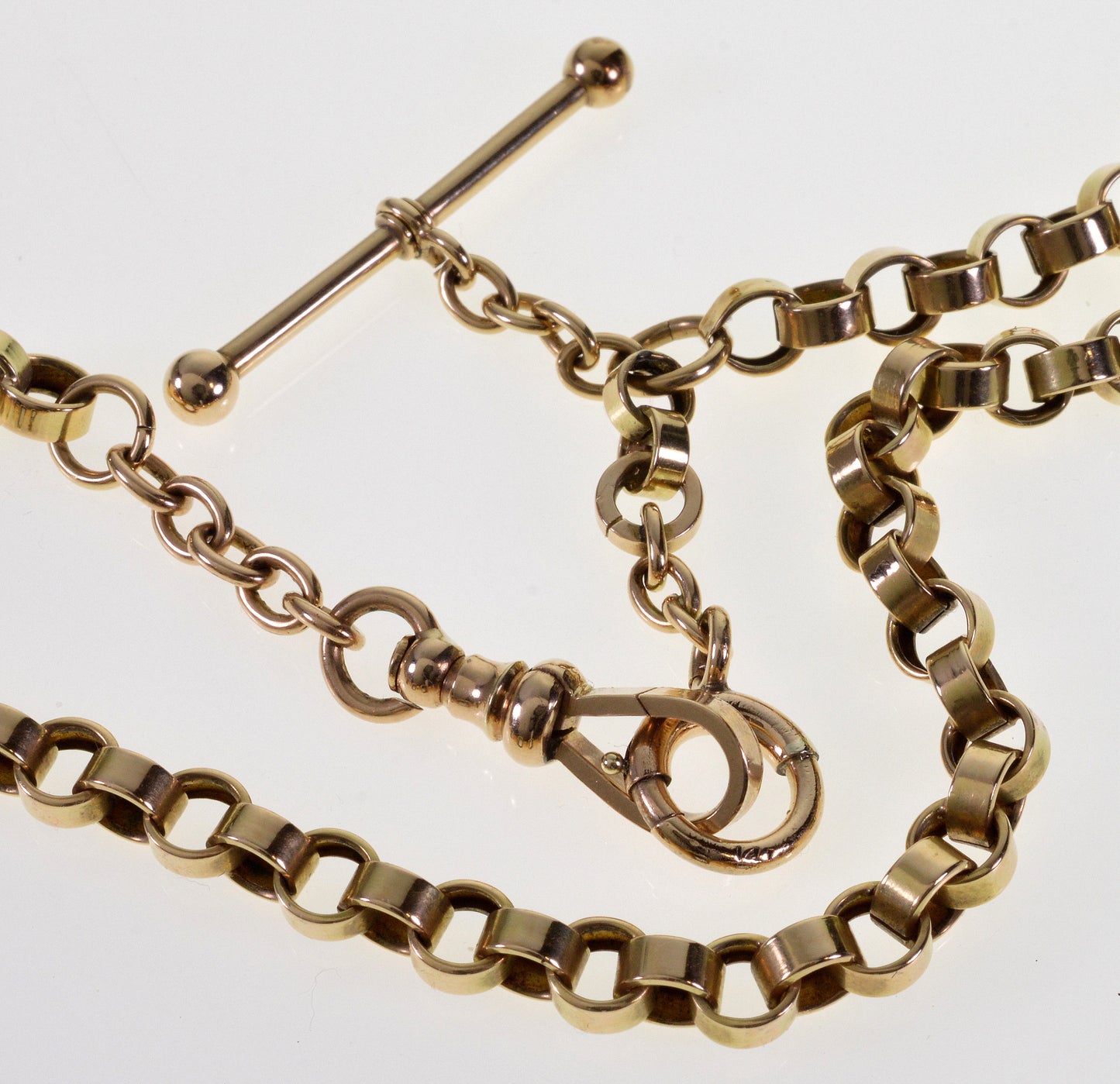 Antique Victorian 14K Gold Albert Watch Chain Necklace C.1890