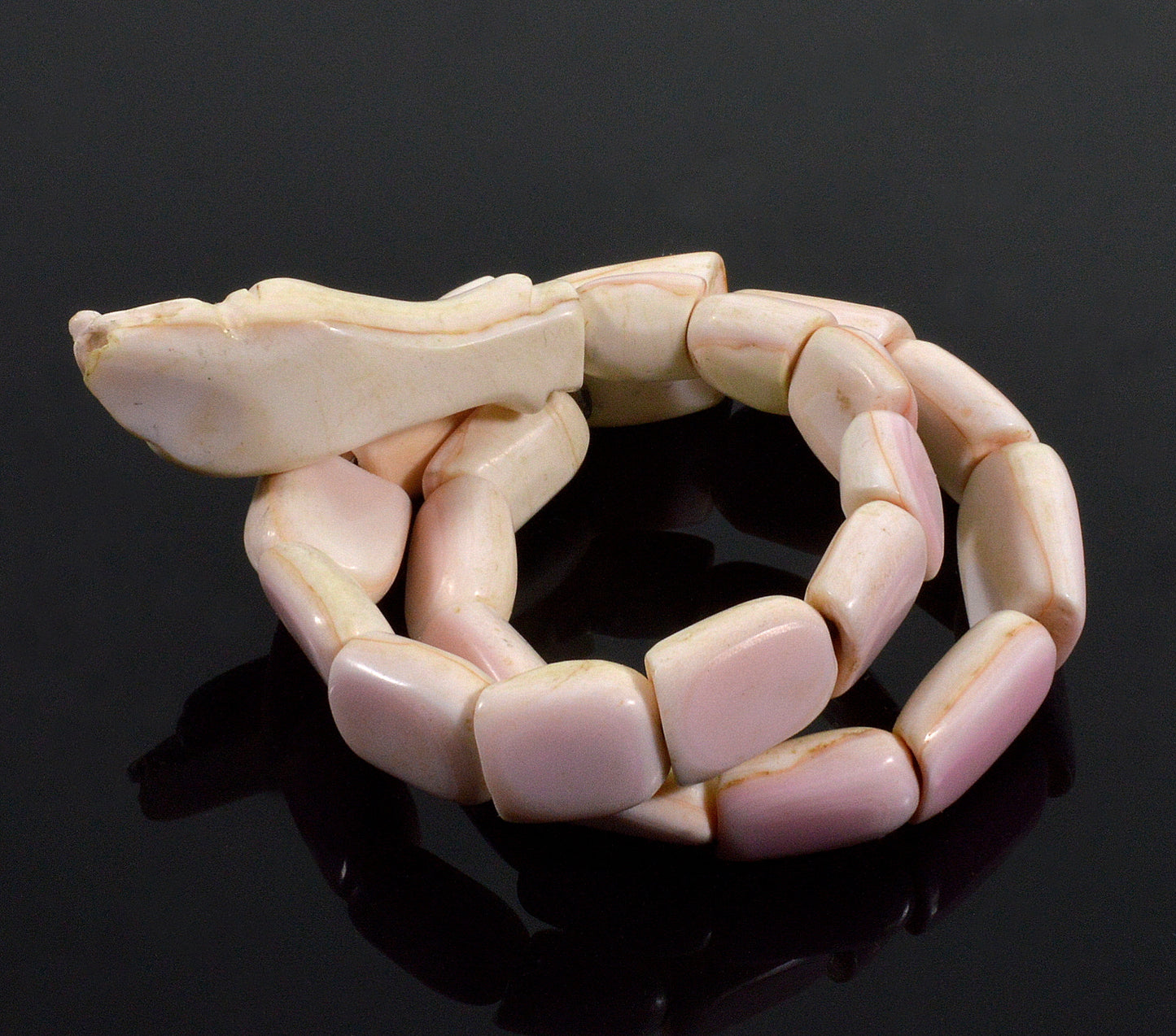 Antique Victorian Coiled Snake Conch Shell Bracelet C.1860