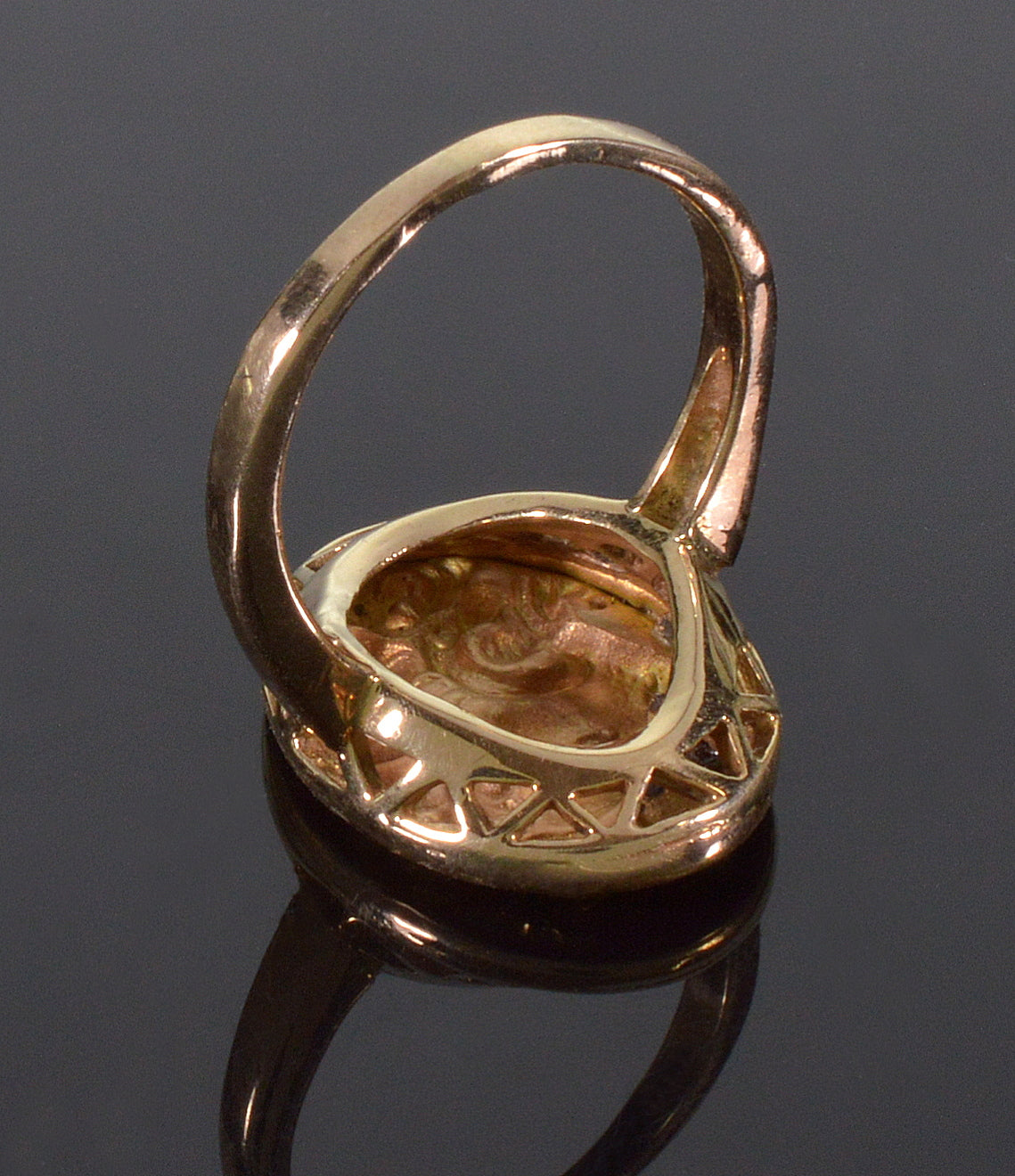 Art Nouveau 14K Gold Lion's Head Ring C.1900 Conversion