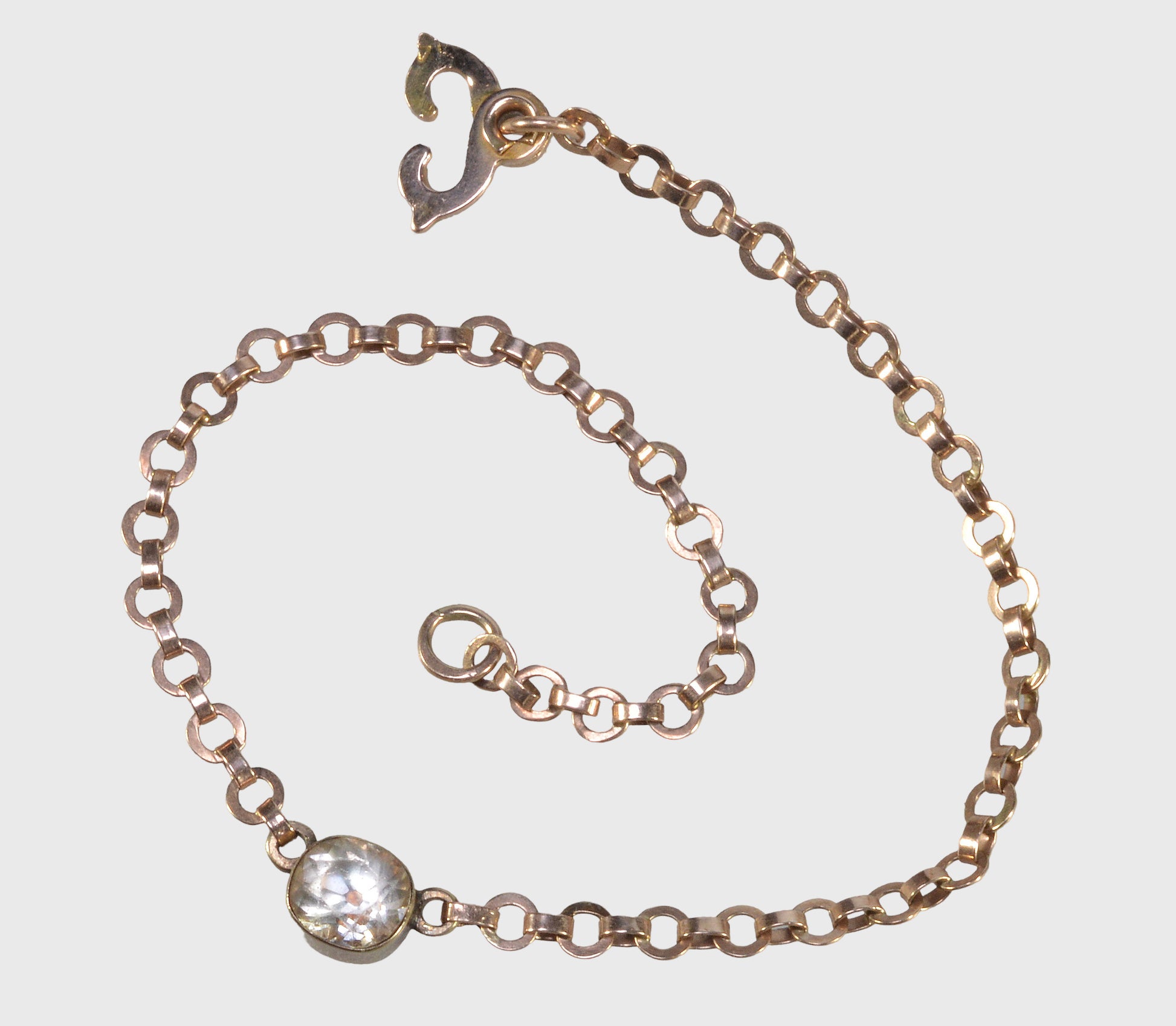 Georgian Paste 10K Gold Chain Bracelet C.1820
