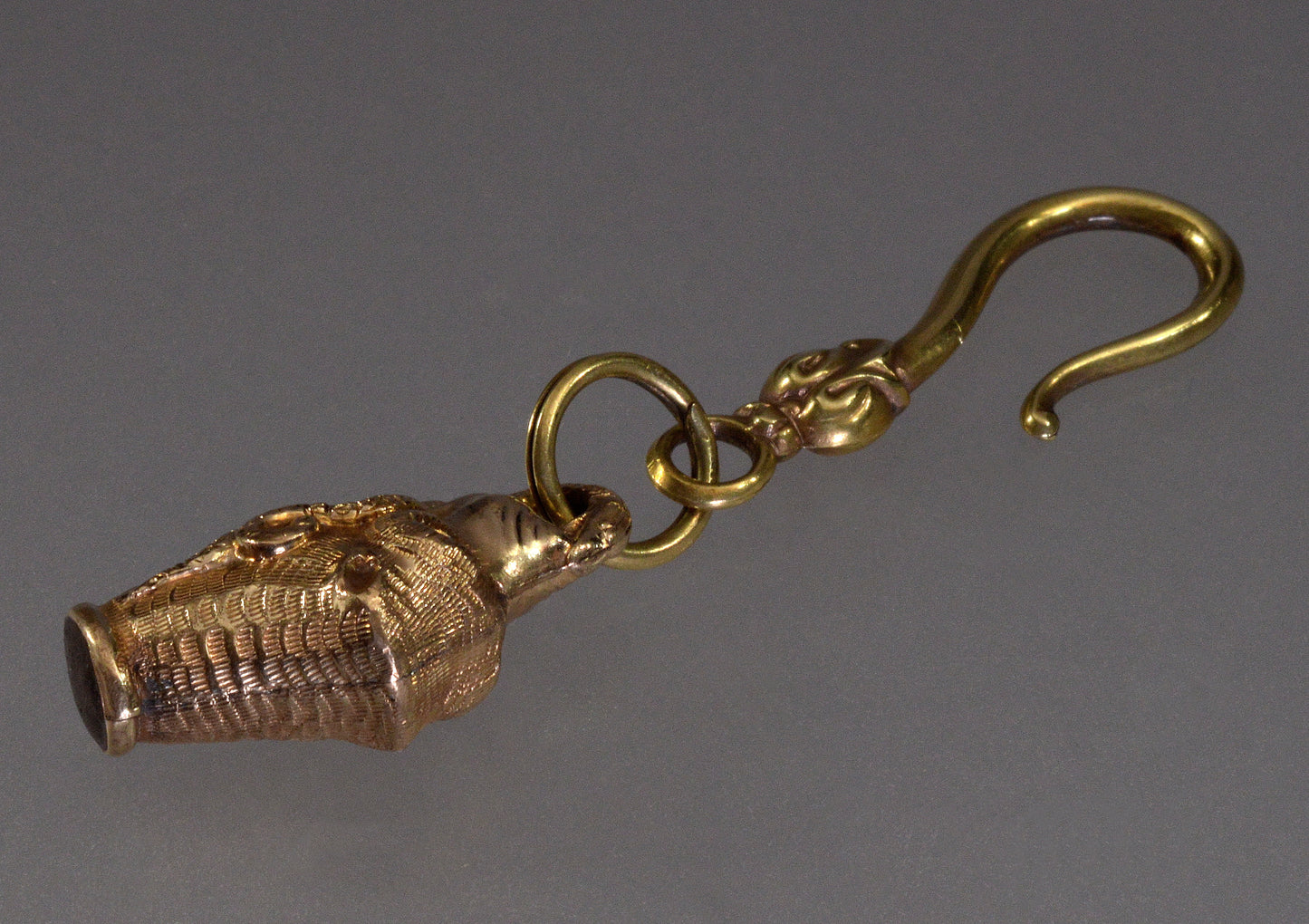 Antique Georgian Dog Snake Figurine Pendant Fob Pinchbeck C.1820