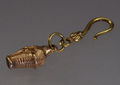 Antique Georgian Dog Snake Figurine Pendant Fob Pinchbeck C.1820