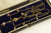 Antique Art Deco 14K Gold Chain Necklace Georgian Gemstones Drops