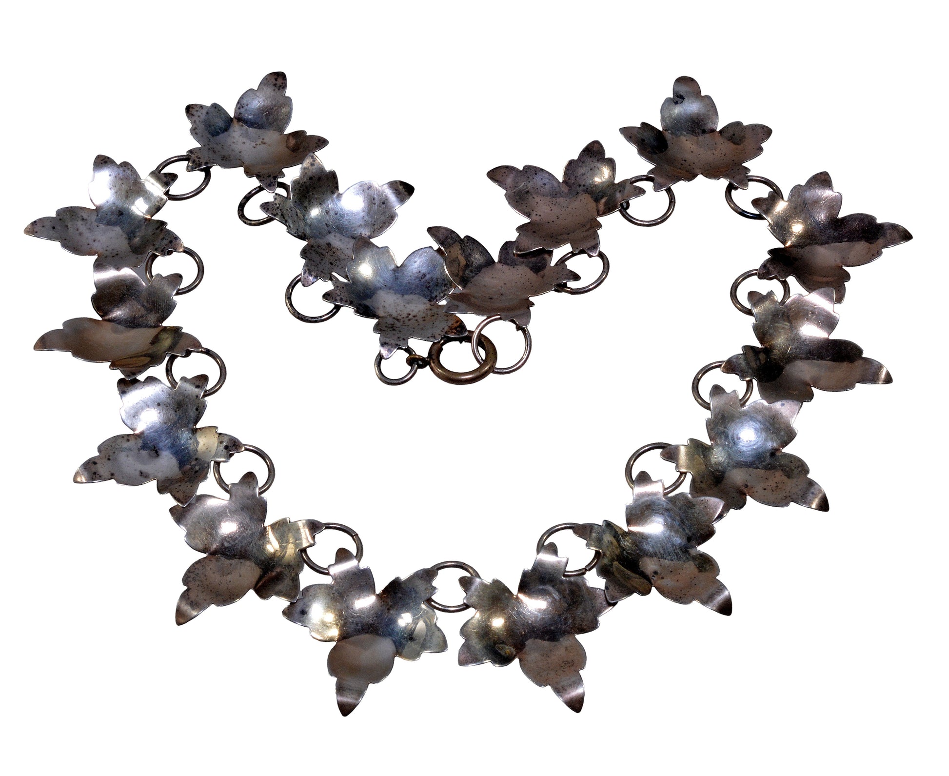 Antique Victorian Sterling Maple Leaves Necklace C.1890