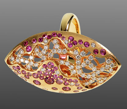 Bucherer 18k Gold Diamond Pink Sapphire Ring Size 7 1/4