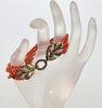 Art Deco Italian Salmon Coral Bracelet Foliage Sterling Clasp C.1920