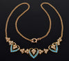 Antique Victorian Sweet Heart Necklace 14K Gold Turquoise Pearl C.1890