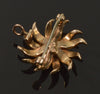 Antique Victorian 14K Gold Emerald Seed Pearls Starburst Pendant Brooch C.1890